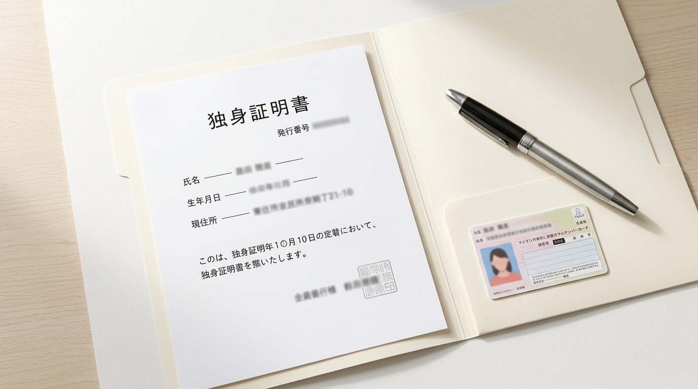 独身証明書と本人確認書類のイメージ