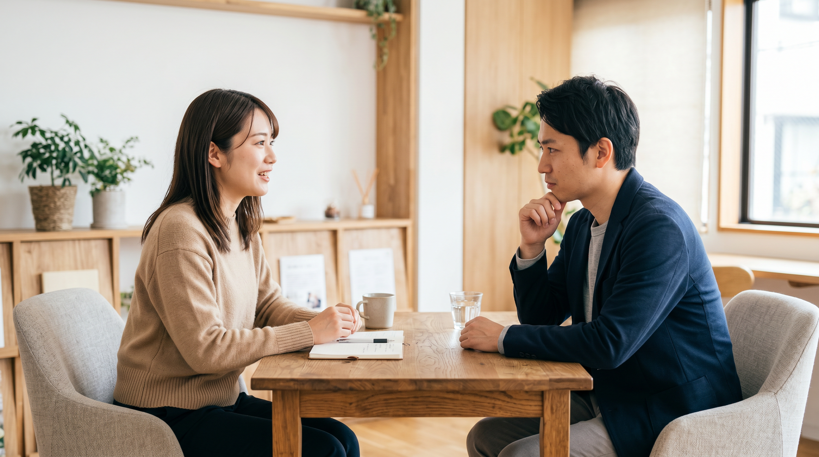 婚活について考える男女