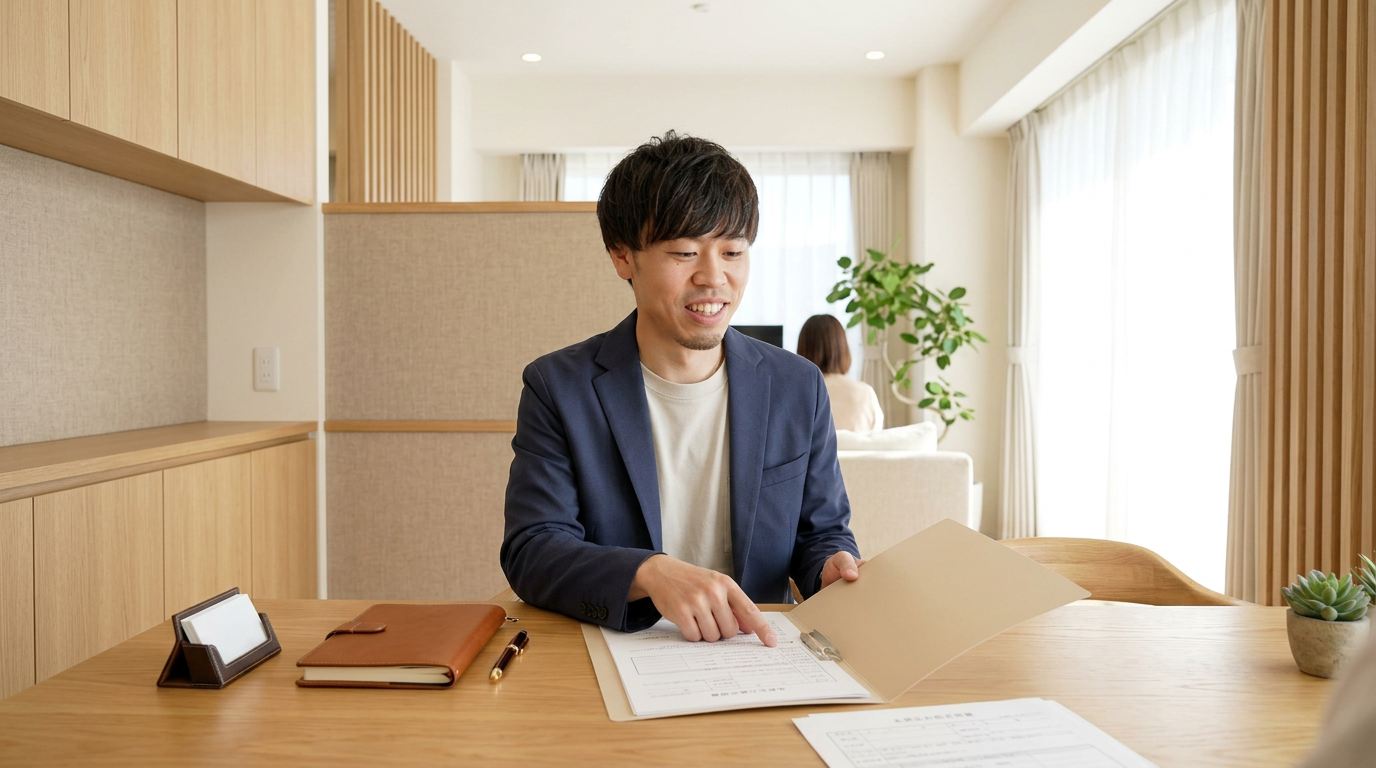 fluke mariageの代表が必要書類について案内しているイメージ
