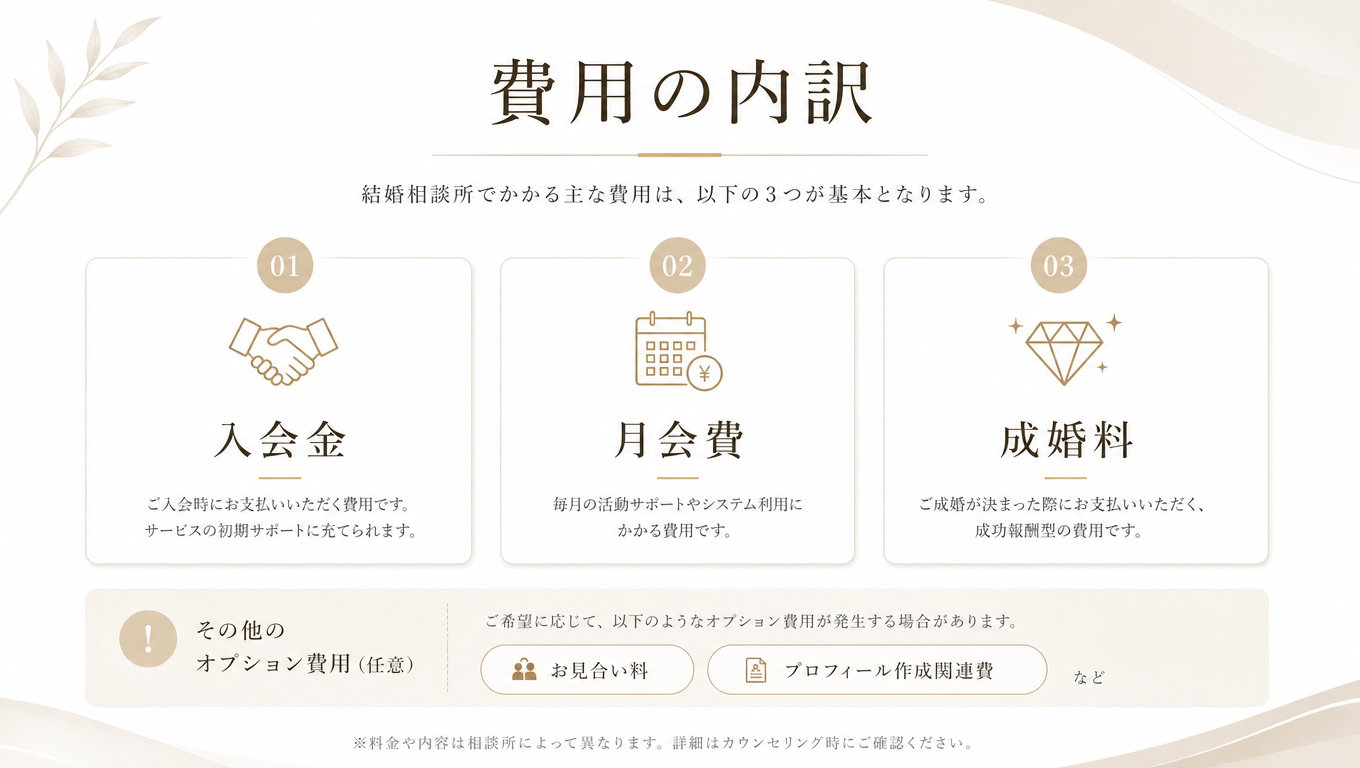 結婚相談所の費用の内訳を示した図
