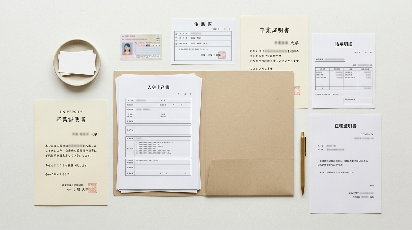 結婚相談所の入会時に必要な提出書類のイメージ