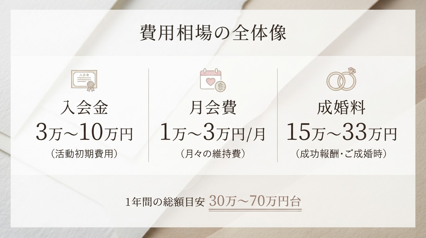結婚相談所の費用相場の全体像を示した図