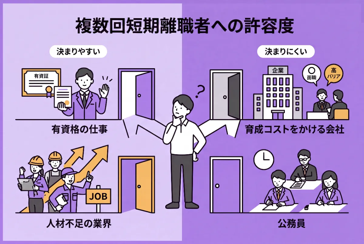複数回の短期離職の許容度
