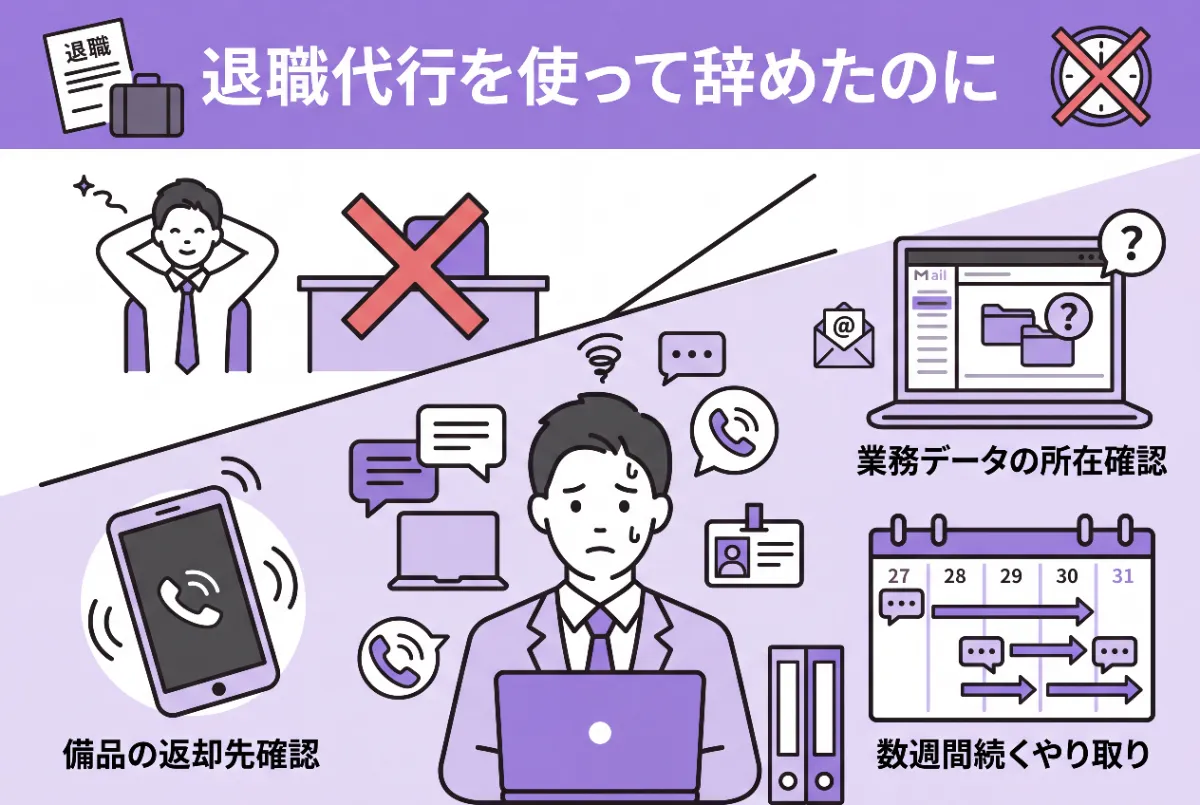 引き継ぎや退職準備が不十分で、前職とのやり取りが続いた