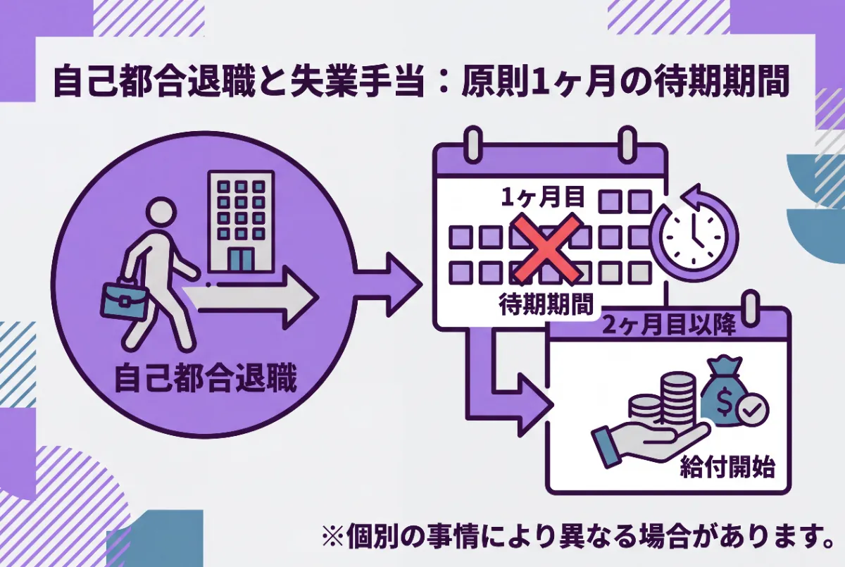 自己都合退職は原則1か月の給付制限がある