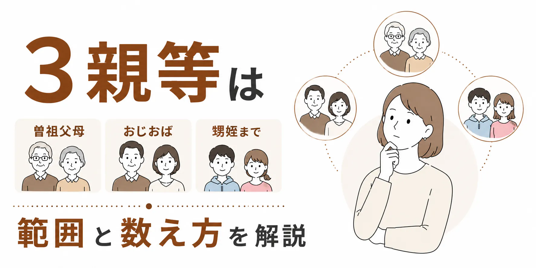 3親等は曽祖父母・おじおば・甥姪まで|範囲と数え方を解説