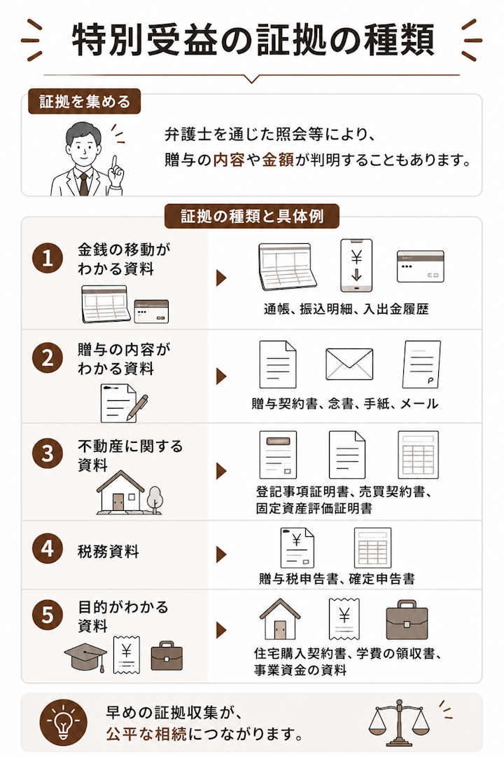特別受益の証拠となる種類