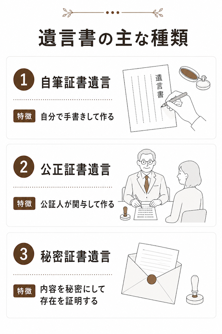 遺言書の主な種類
