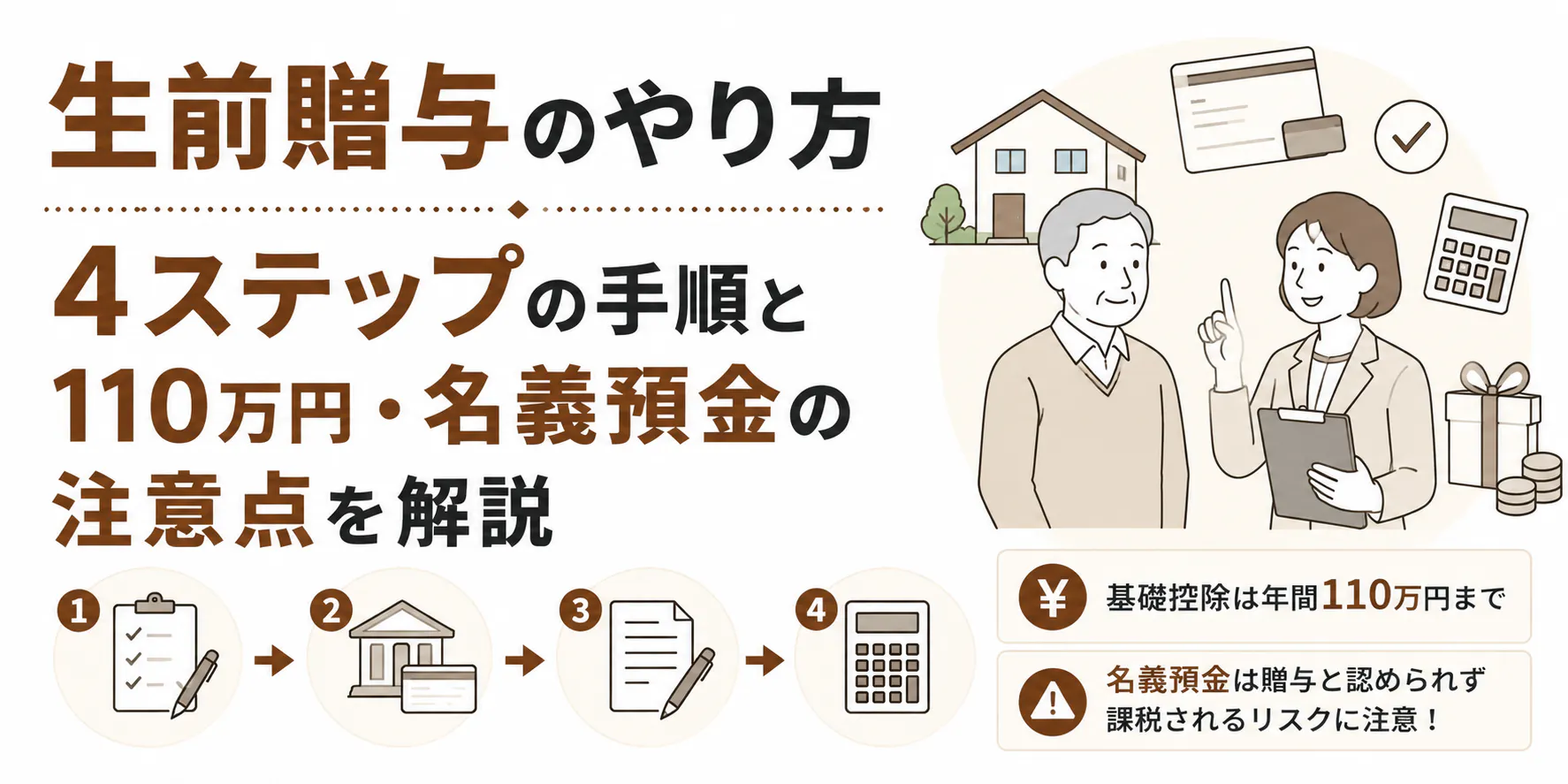 生前贈与のやり方｜4ステップと名義預金の注意点