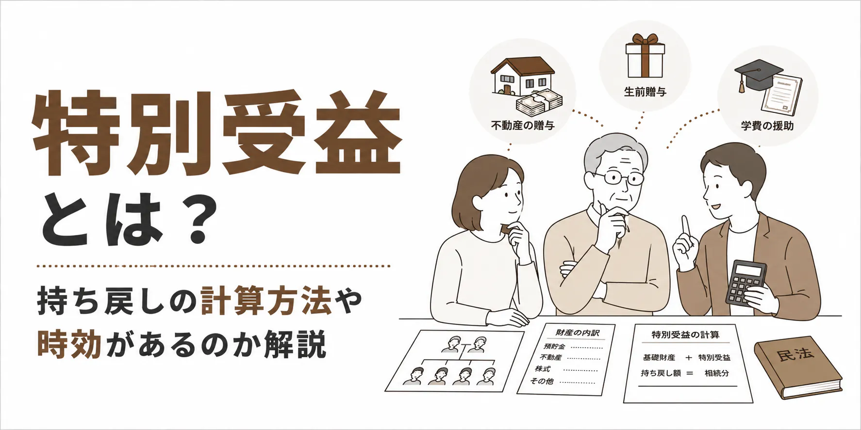 特別受益とは?持ち戻しの計算方法や時効、具体例についても解説