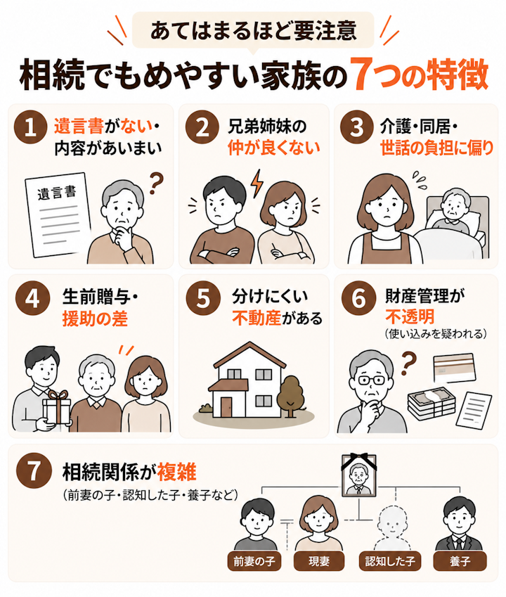 相続でもめやすい家族の7つの特徴