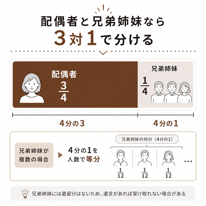 遺言がない場合、兄弟姉妹の相続割合は?