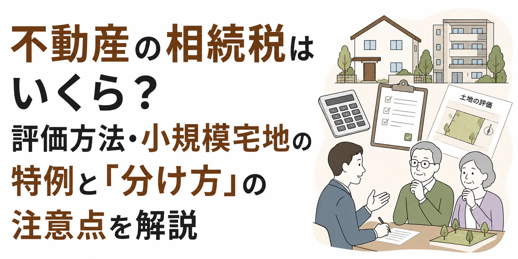 不動産の相続税はいくら?評価方法・小規模宅地の特例と「分け方」の注意点を解説