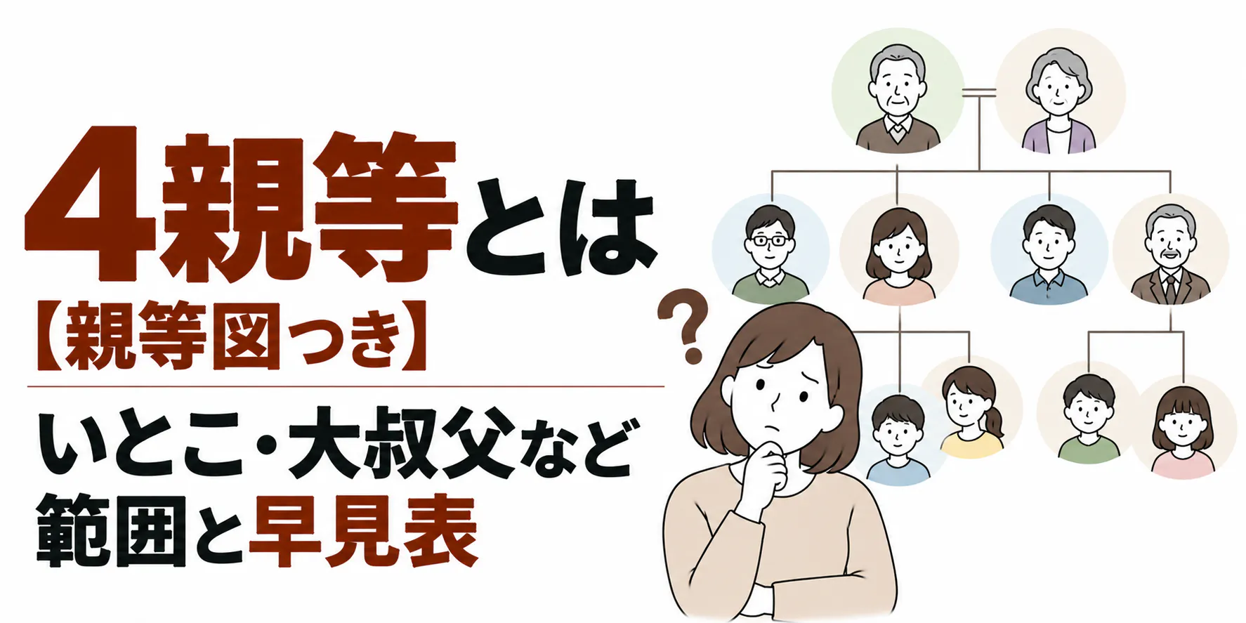 4親等とは【親等図つき】いとこ・大叔父など範囲と早見表