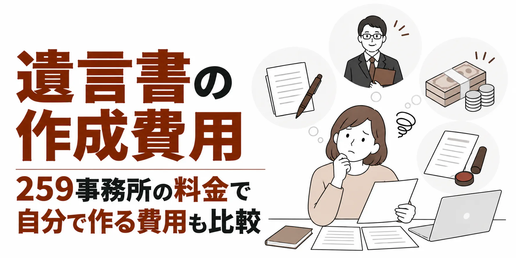 遺言書の作成費用【259事務所の料金】自分で作る費用も比較