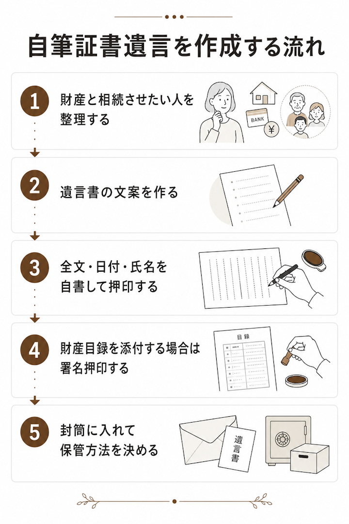 自筆証書遺言を作成する流れ
