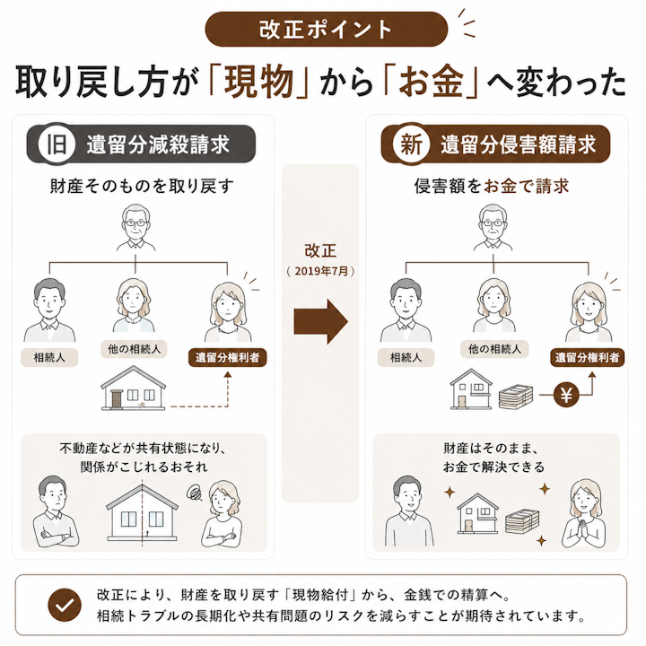 遺留分減殺請求から遺留分侵害額請求に法改正されたポイント