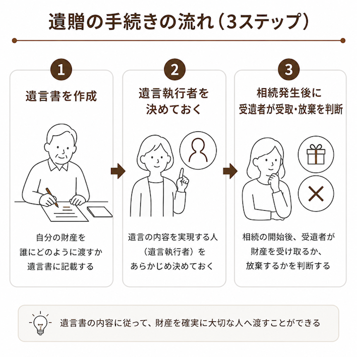 遺贈の手続きの流れ