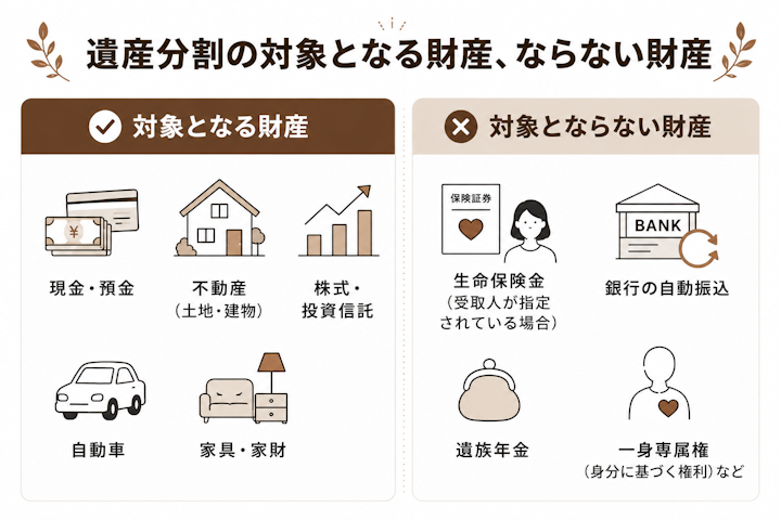 遺産分割の対象となる財産、ならない財産