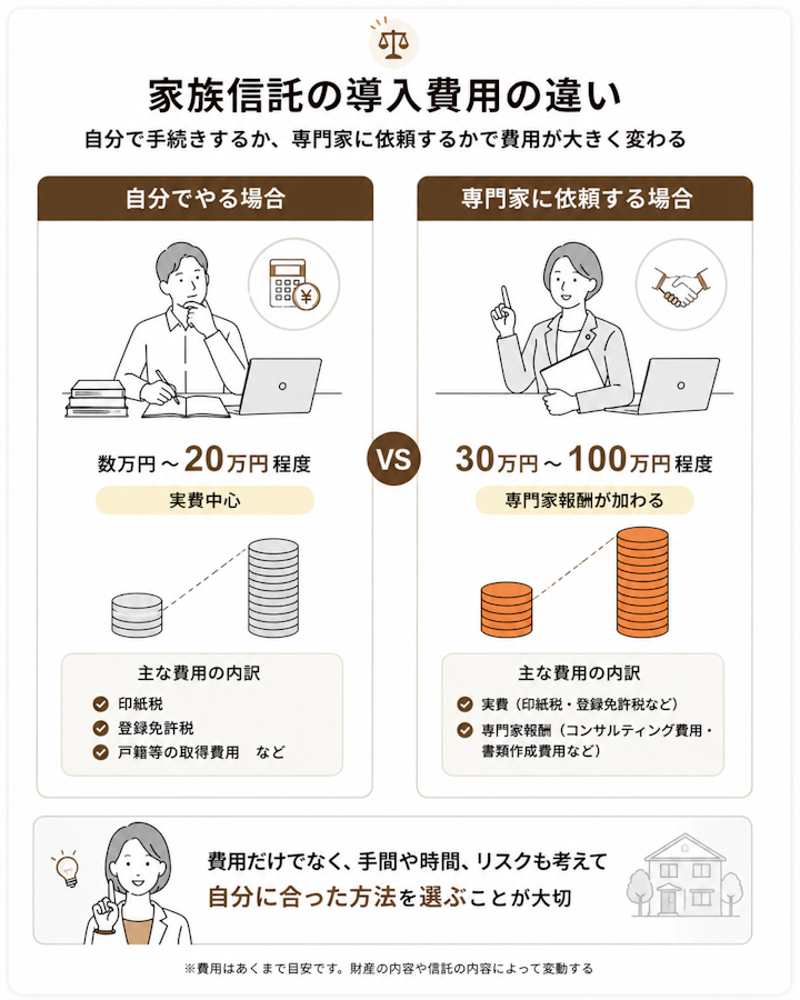 家族信託の導入費用の違い
