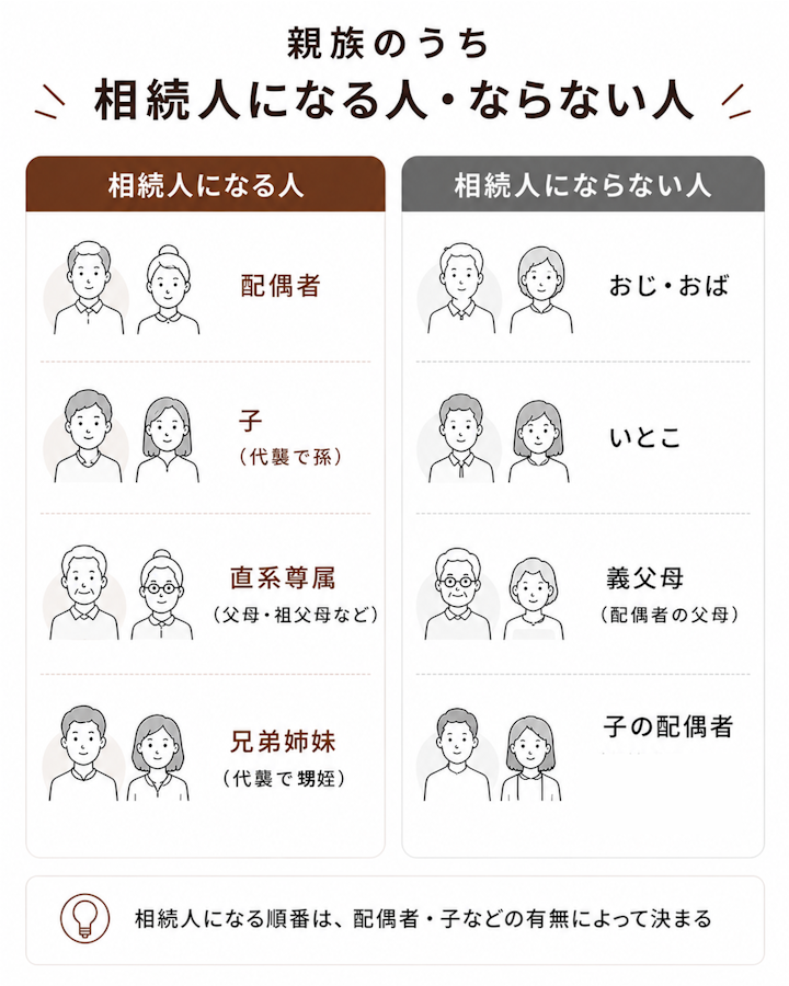 親族のうち相続人になる人・ならない人