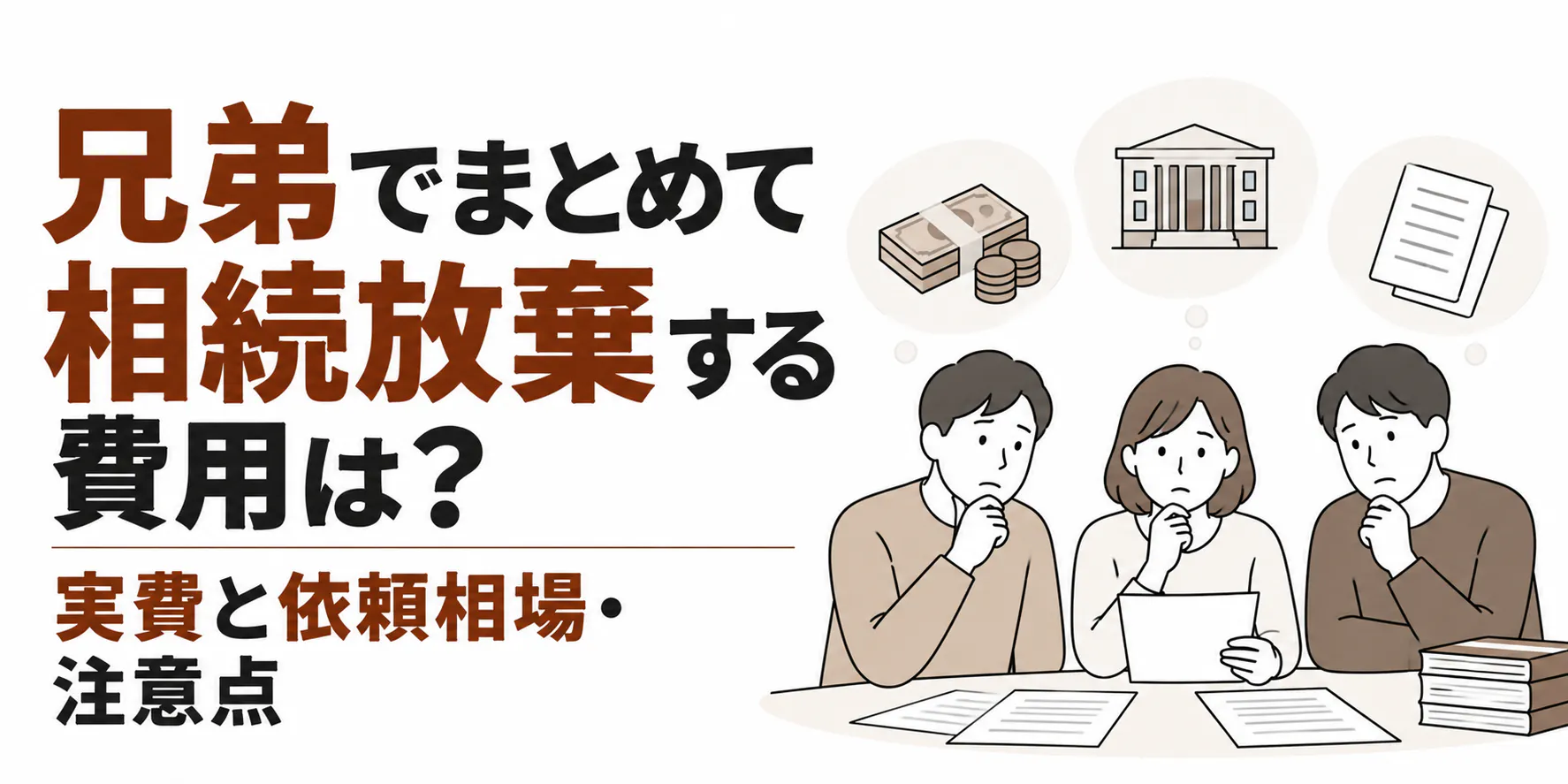 兄弟でまとめて相続放棄する費用は?実費と依頼相場・注意点