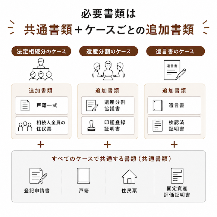 相続登記のケースごとの必要書類一覧