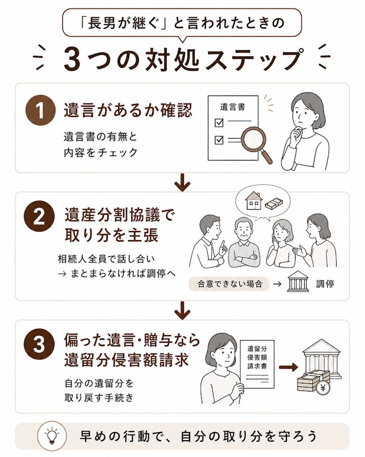 「長男が継ぐ」と言われたときの3つの対処ステップ