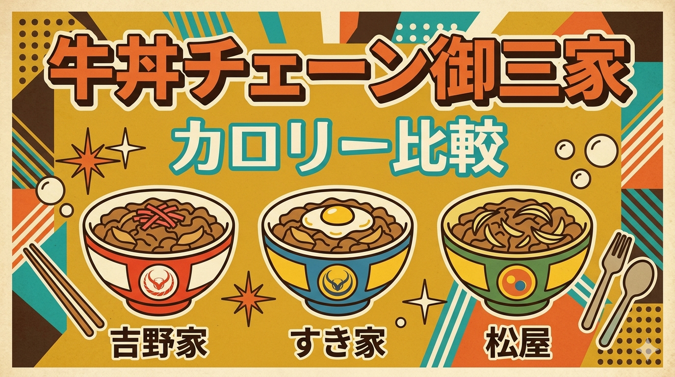 牛丼チェーン御三家カロリー比較|吉野家・すき家・松屋をPFC込みで徹底比較