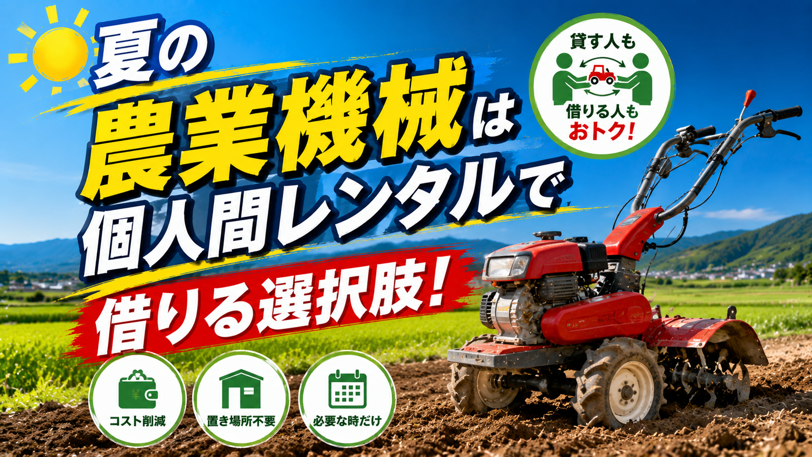 夏の農業機械は個人間レンタルで借りる選択肢