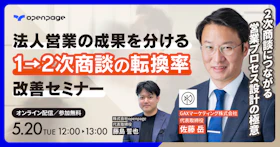 法人営業の成果を分ける
「1→2次商談の転換率」改善セミナー
2次商談につながる営業プロセス設計の極意とは？