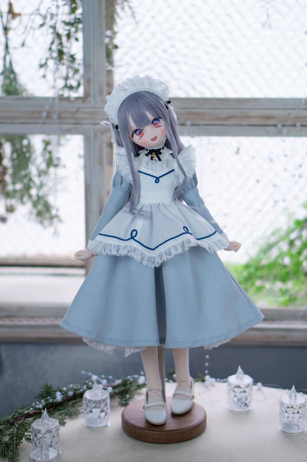 空色ロングメイドドレス