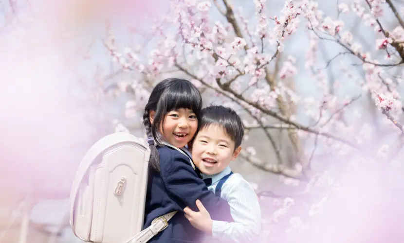 桜で入学フォト