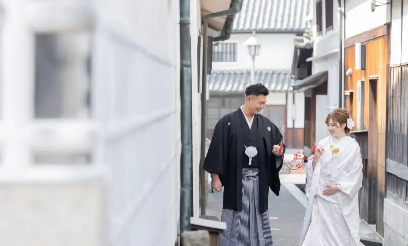 倉敷美観地区で趣のあるブライダルフォト！