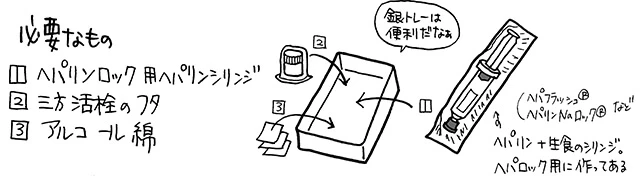 ヘパリンロックで必要な物品