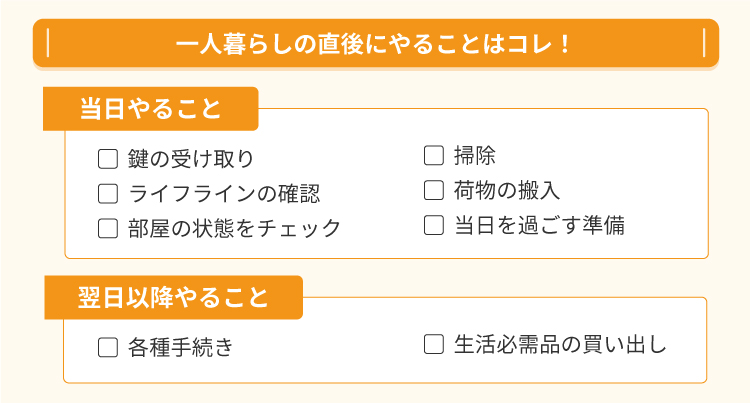 一人暮らしの直後にやることはコレ!