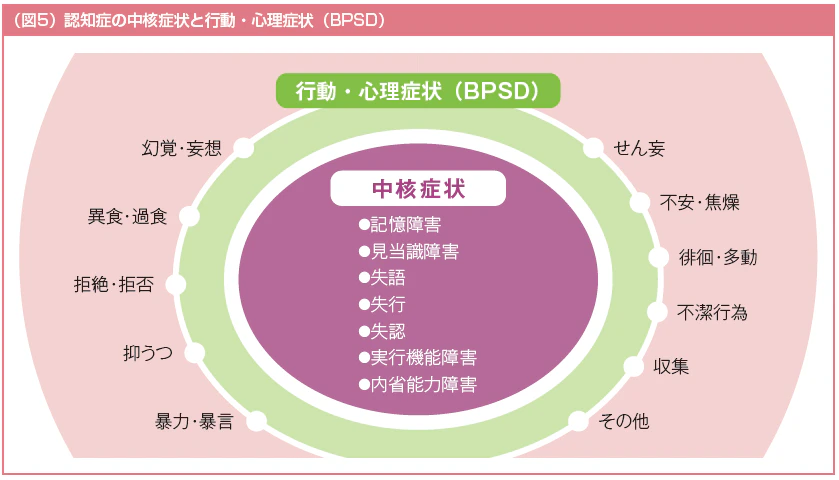 中核症状と行動・心理症状説明図