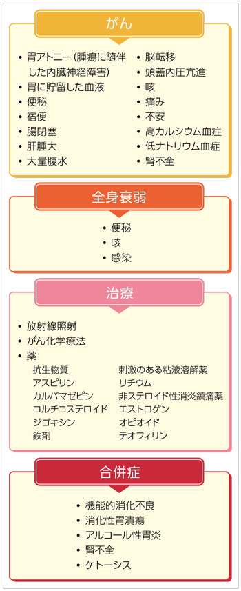 進行がん患者さんの嘔気・嘔吐の原因