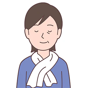 洗髪の準備、タオルを首に巻く