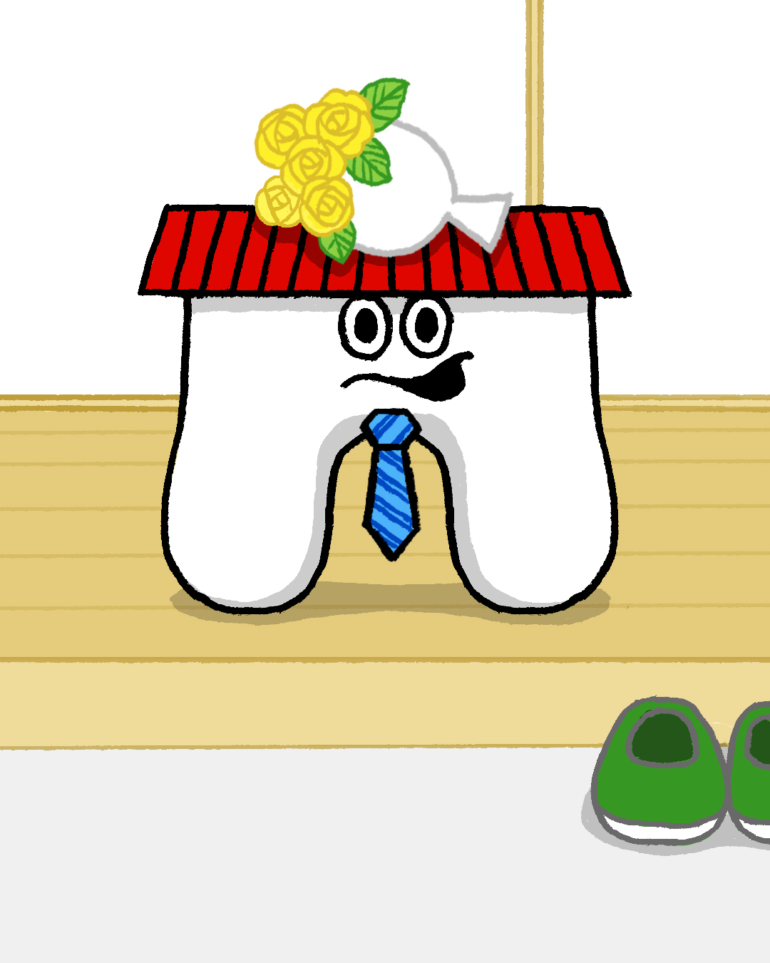 父の日だモン 世のお父さんを真似して ネクタイをつけてみたモ…