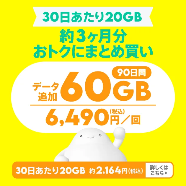 データ追加60GB（90日間）