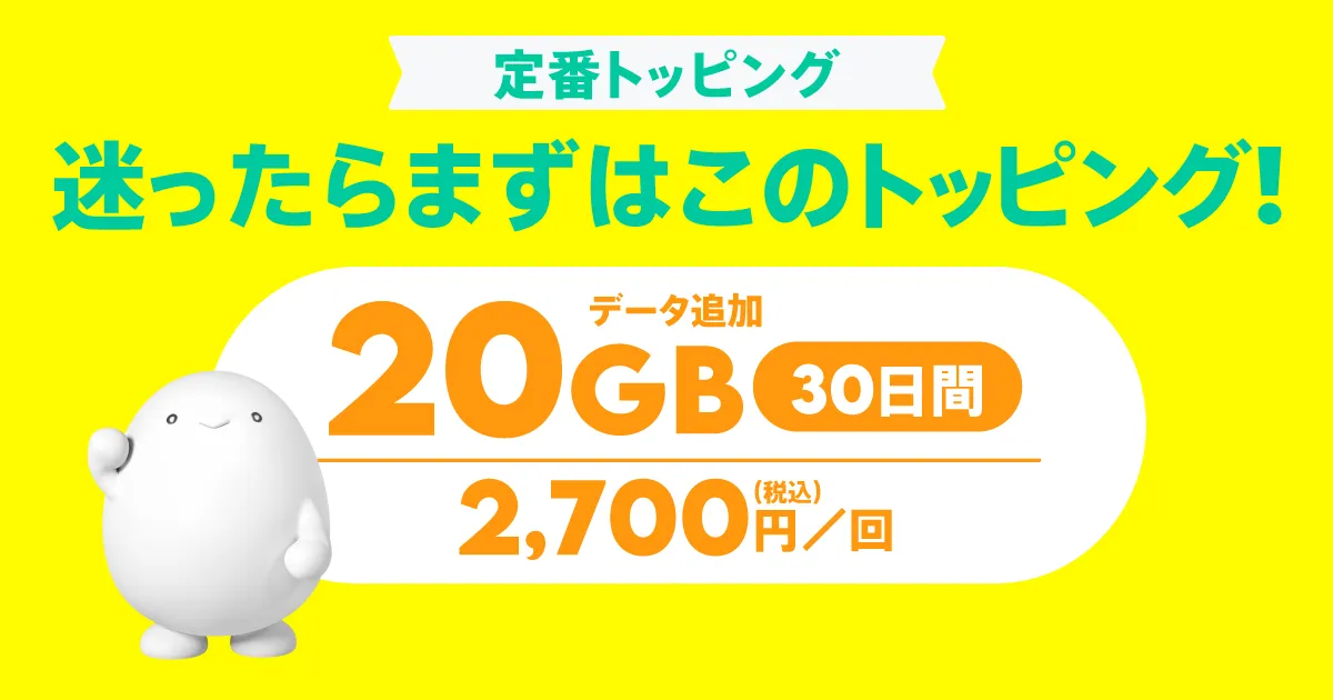 データ追加20GB（30日間）