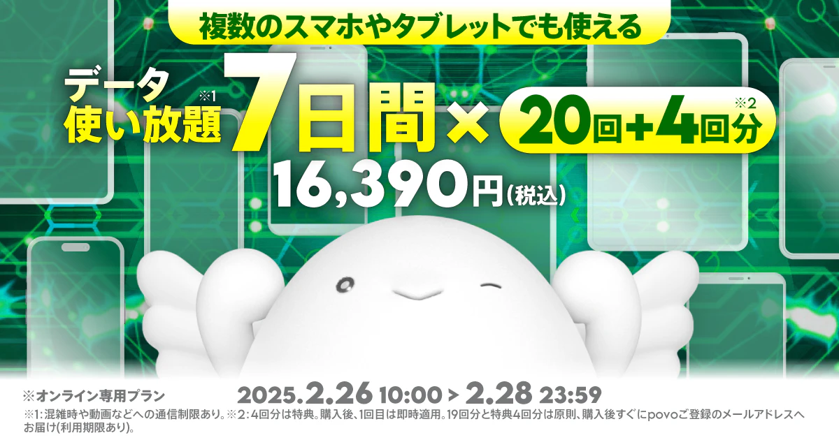 【期間限定】データ使い放題(7日間)24回分