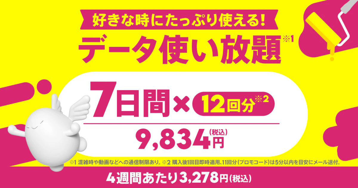 データ使い放題（7日間）12回分