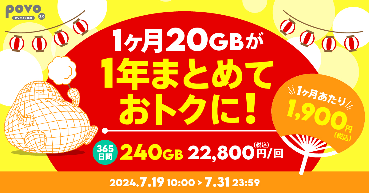 【期間限定】データ追加240GB（365日間）