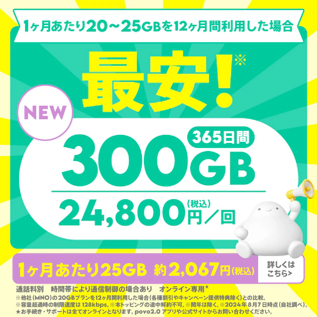 データ追加300GB（365日間）