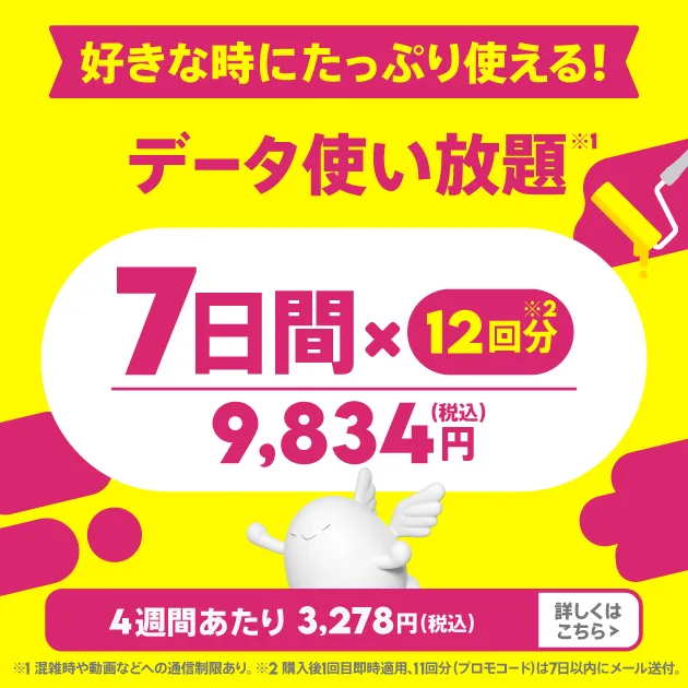 データ使い放題7日間/12回分