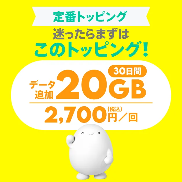 データ追加20GB（30日間）