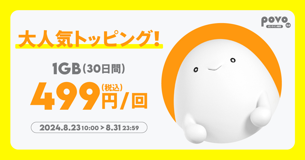 【期間限定】データ追加1GB（30日間）