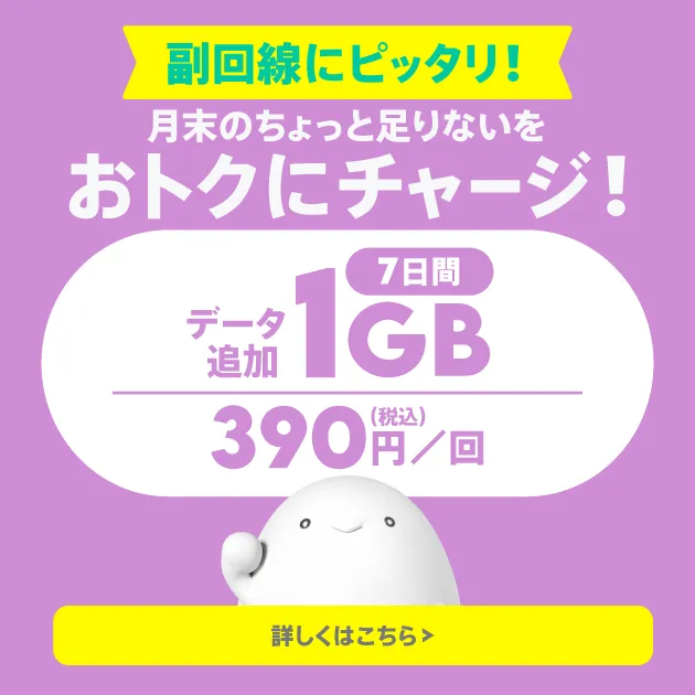 データ追加1GB/7日間